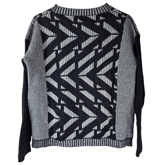 MaxMara Weekend Black & White Soft Geometric Pattern Sweater Knit Womens M - Picture 2 of 5